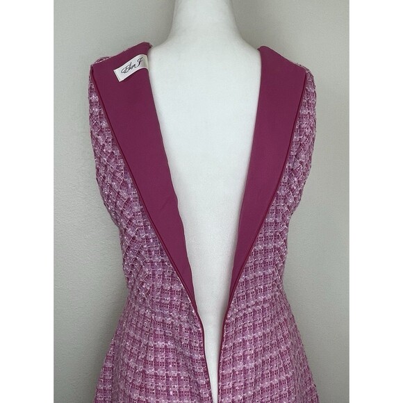 Eliza J Tweed Sleeveless Mini Dress Pink Barbie Old Money Classic-6 - Picture 5 of 12